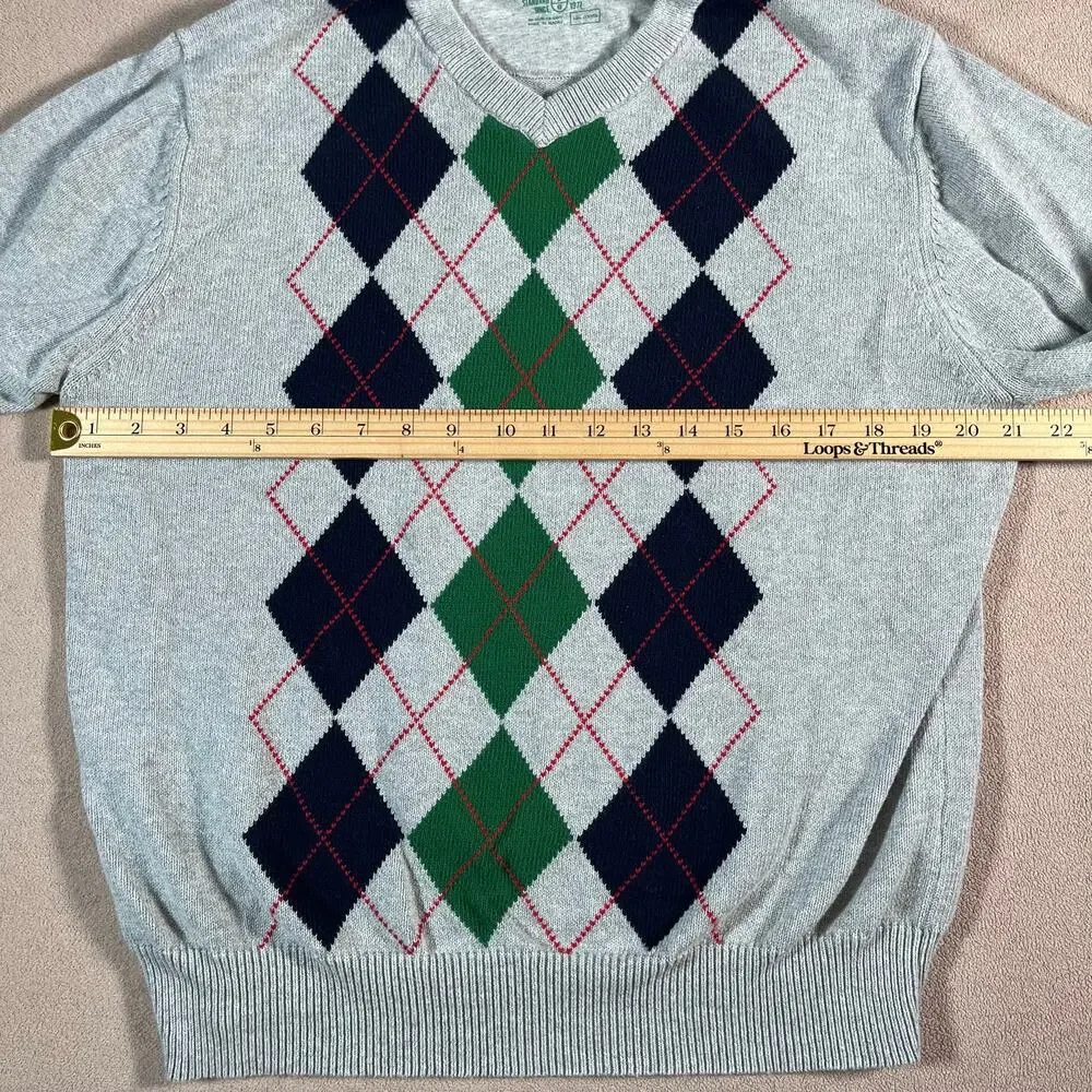 VTG 90s Y2K American Eagle Argyle Academia Pullover Cotton Sweater Men's L Golf